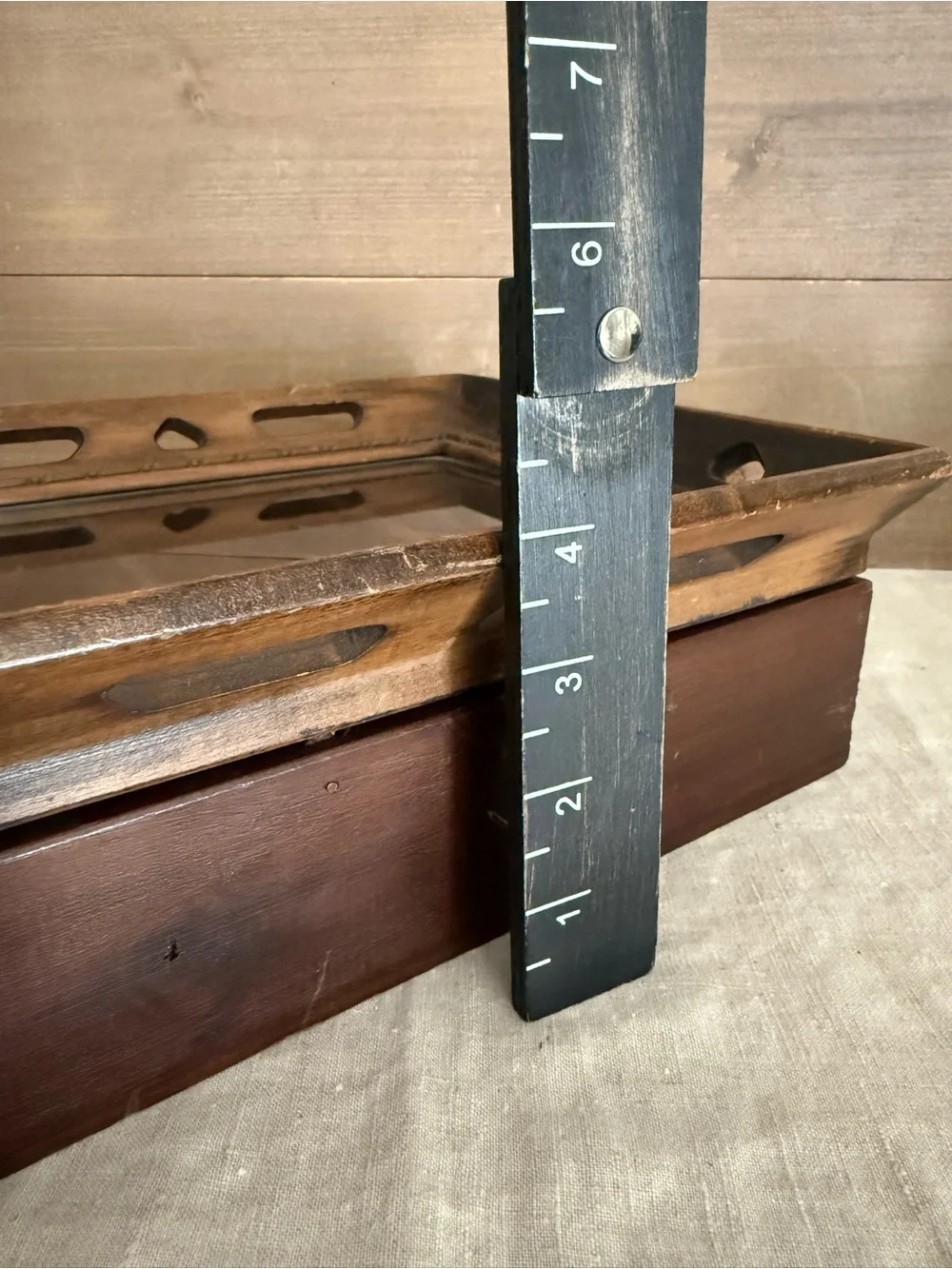 Vintage Wood & Glass Mini Curio Shadow Box Display Shelf